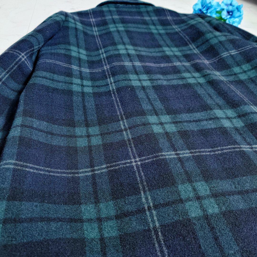 美品✨45R チェック柄 コート グリーン×ブラック カシミヤ混 ユニセックス