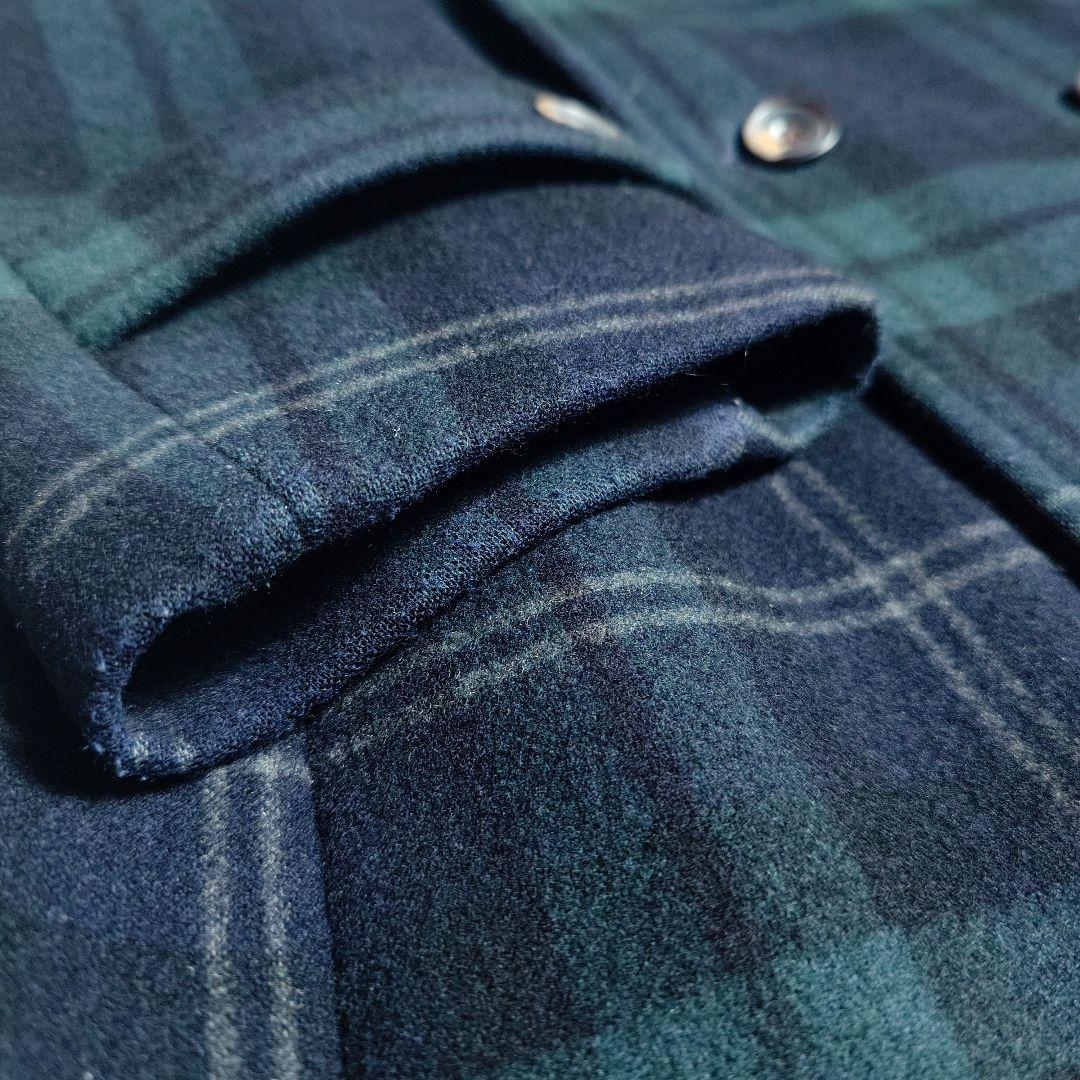 美品✨45R チェック柄 コート グリーン×ブラック カシミヤ混 ユニセックス