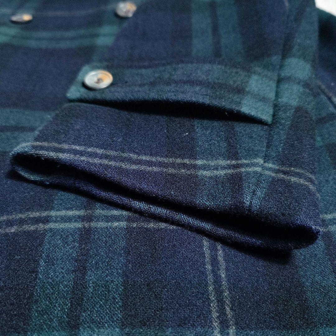 美品✨45R チェック柄 コート グリーン×ブラック カシミヤ混 ユニセックス