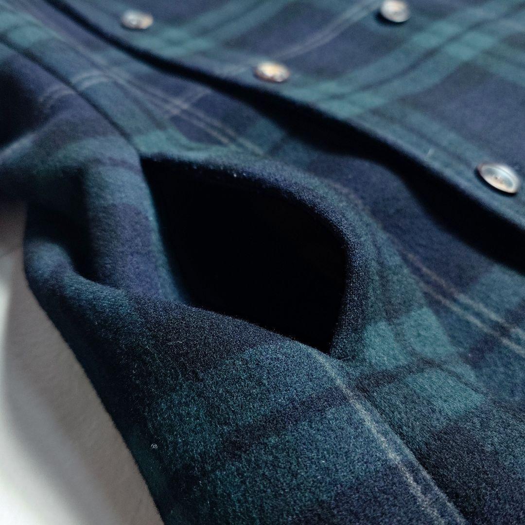 美品✨45R チェック柄 コート グリーン×ブラック カシミヤ混 ユニセックス