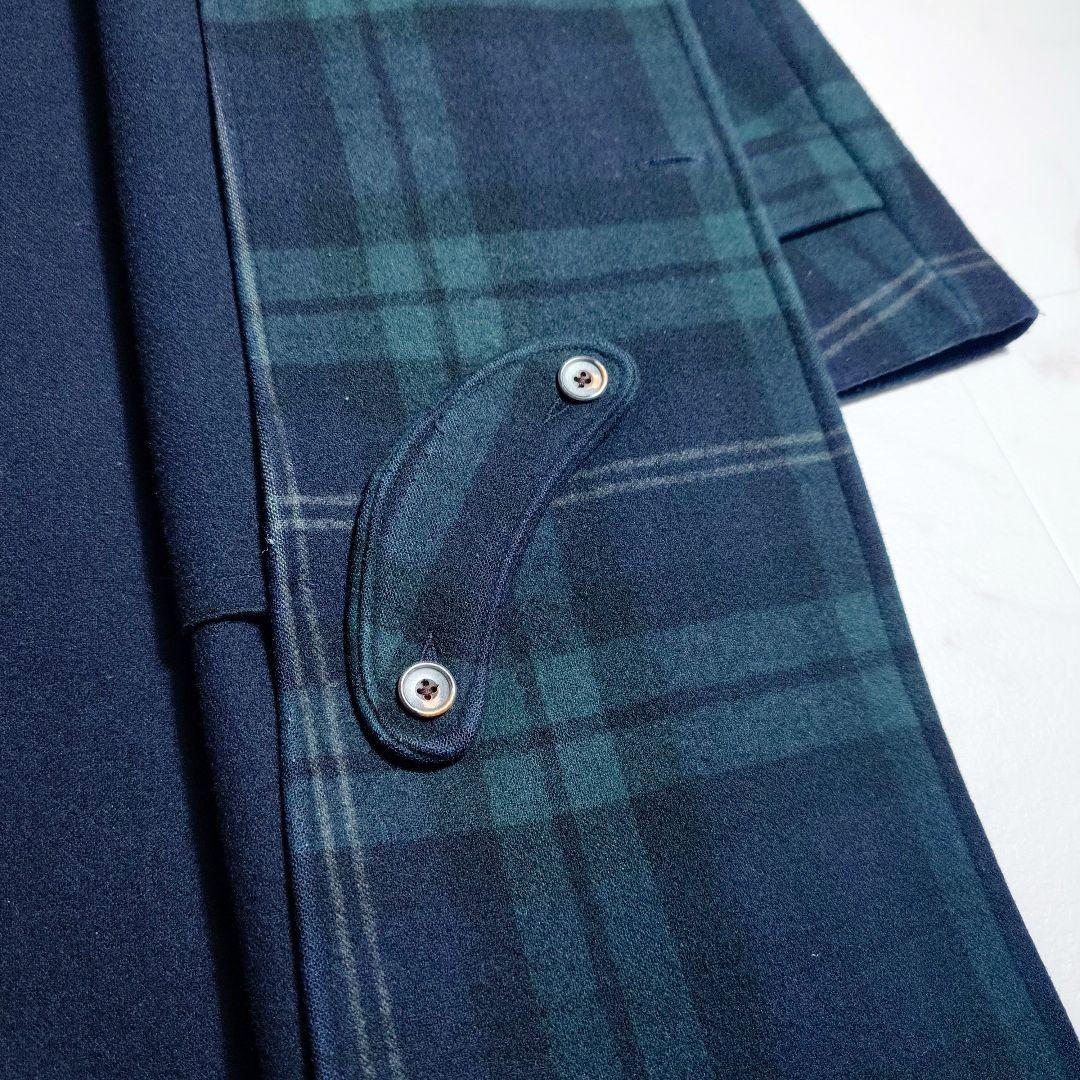 美品✨45R チェック柄 コート グリーン×ブラック カシミヤ混 ユニセックス