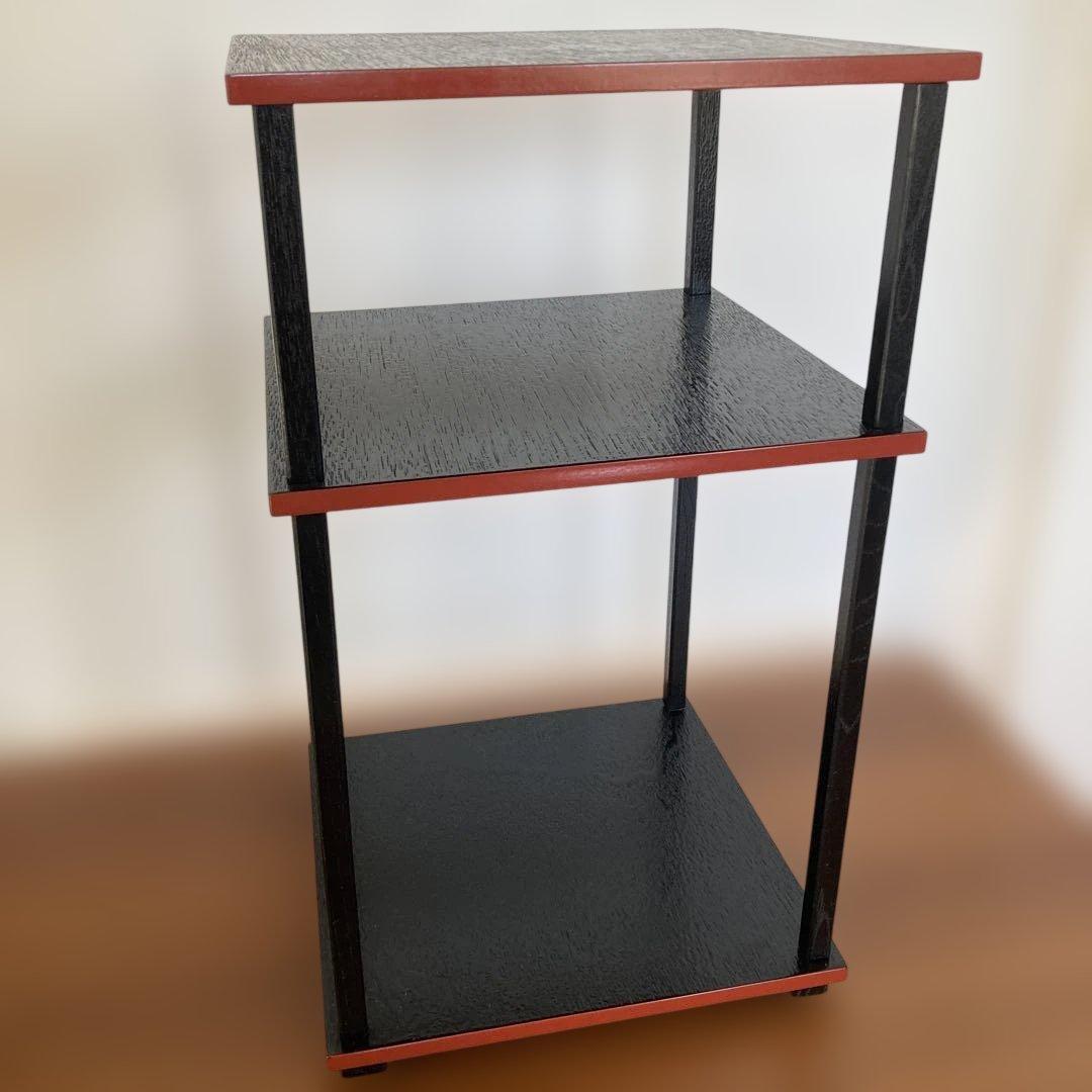 茶道具　更好棚　玄々斎好　桐材　黒掻合塗爪紅