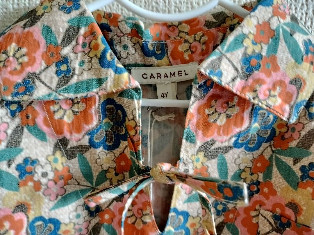 【CARAME】vintage floral print ブラウス 4Y
