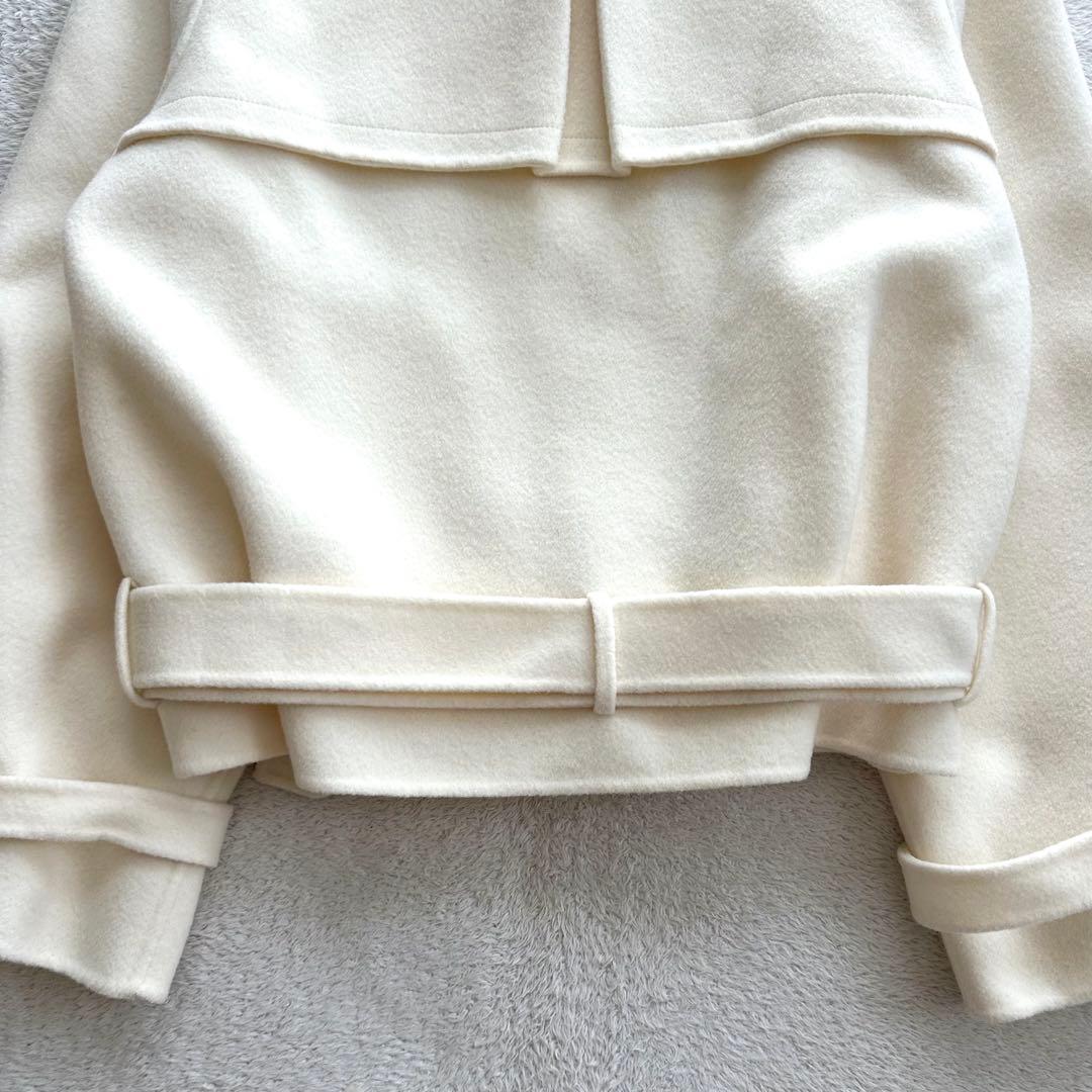 美品 eimy istoire ウールショートトレンチコート 38 アイボリー