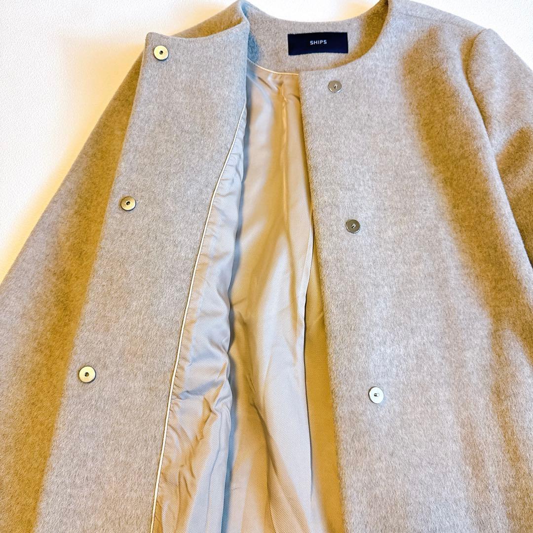 SHIPSシップス SUPER140ノーカラーショートコート