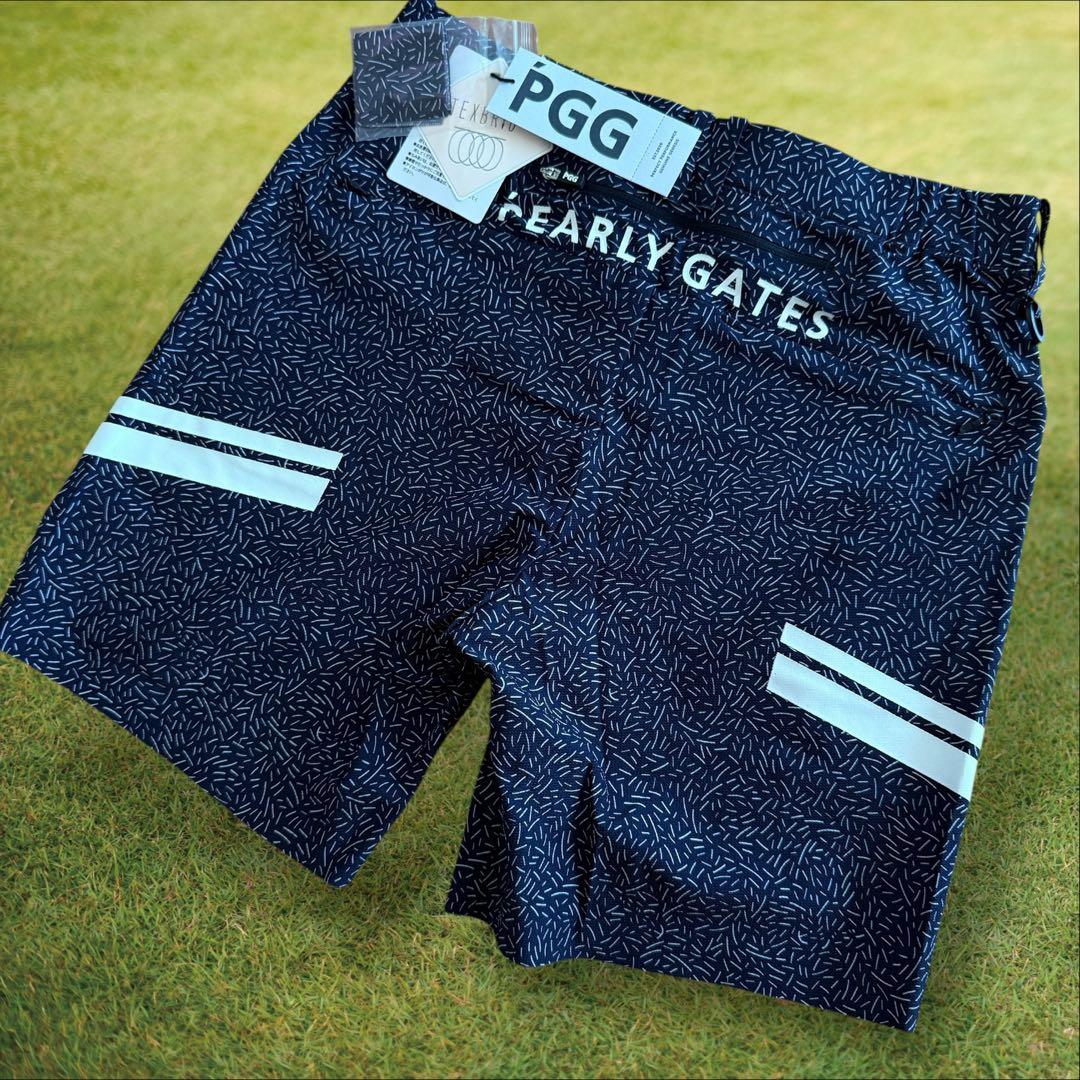 新品タグ付き　パーリーゲイツ　PGG ハーフパンツ　短パン　紺　3 S〜M 総柄
