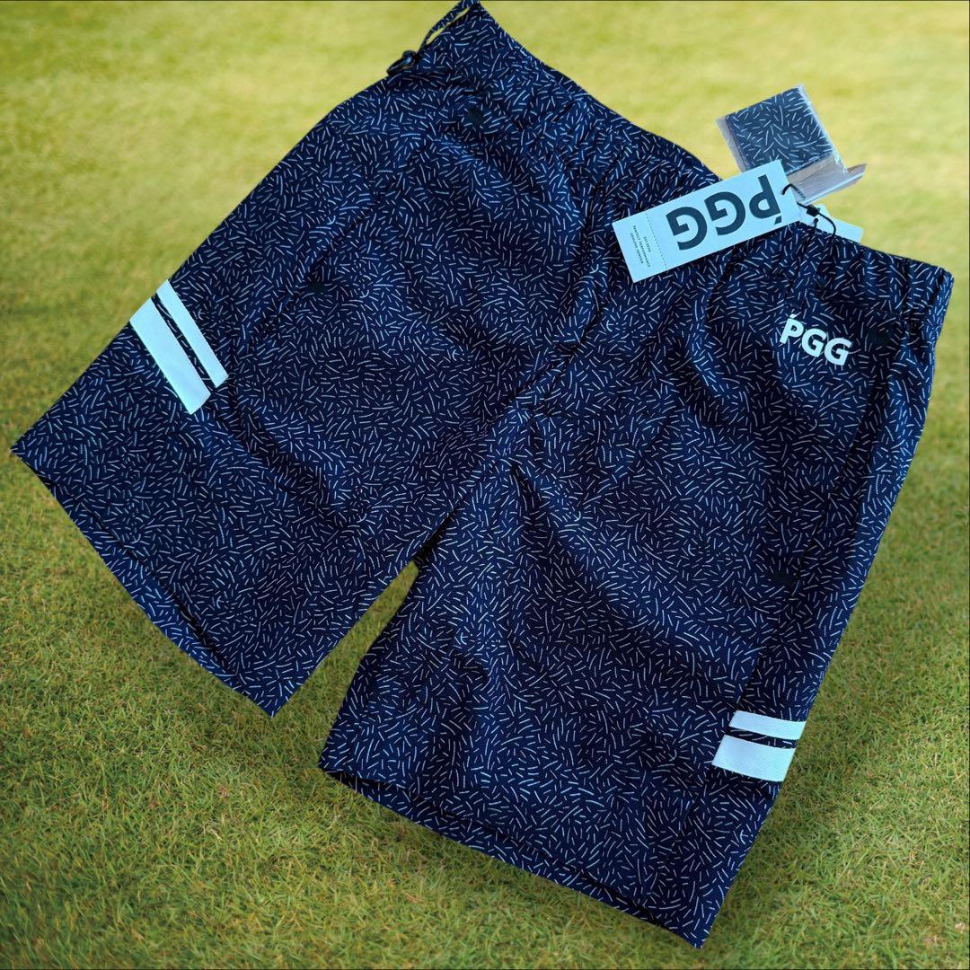 新品タグ付き　パーリーゲイツ　PGG ハーフパンツ　短パン　紺　3 S〜M 総柄