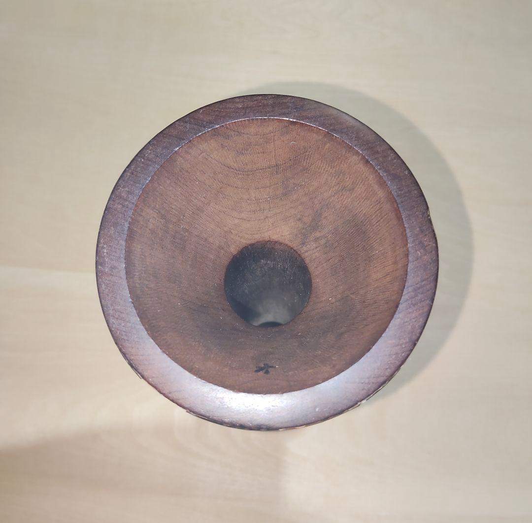 小鼓の胴 宝珠と幣の図柄 鉋目あり