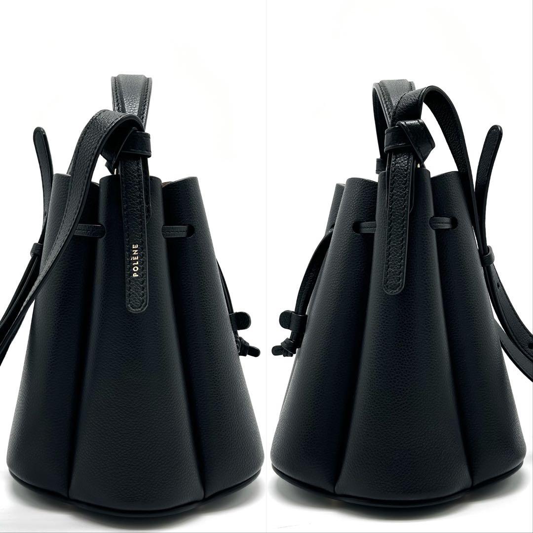 美品 ポレーヌ カヌレ ショルダーバッグ ブラック レザー レディース 斜めがけ