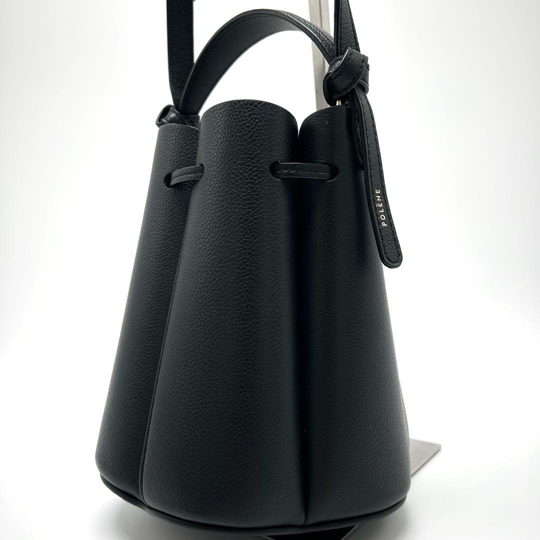 美品 ポレーヌ カヌレ ショルダーバッグ ブラック レザー レディース 斜めがけ