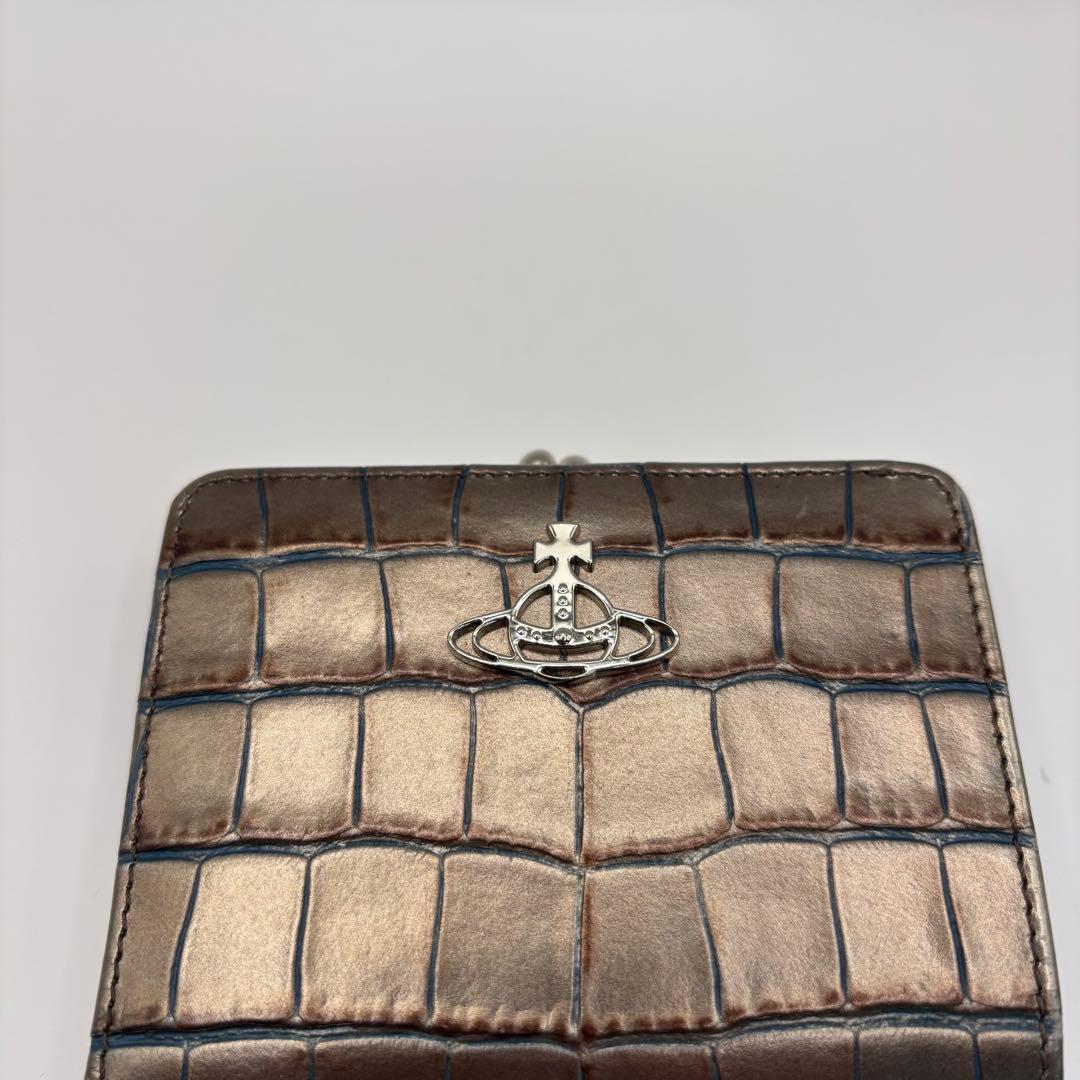 希少品　vivienne westwood 二つ折り財布　シルバー　クロコ　財布