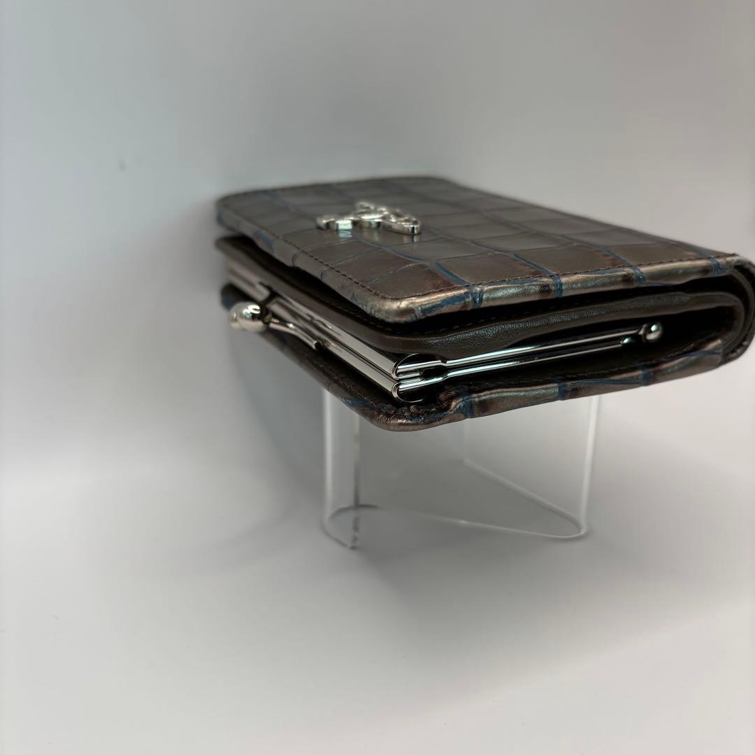 希少品　vivienne westwood 二つ折り財布　シルバー　クロコ　財布