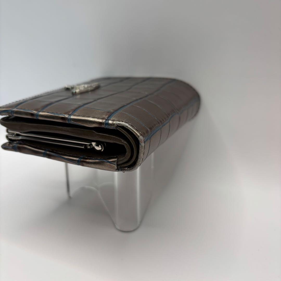 希少品　vivienne westwood 二つ折り財布　シルバー　クロコ　財布