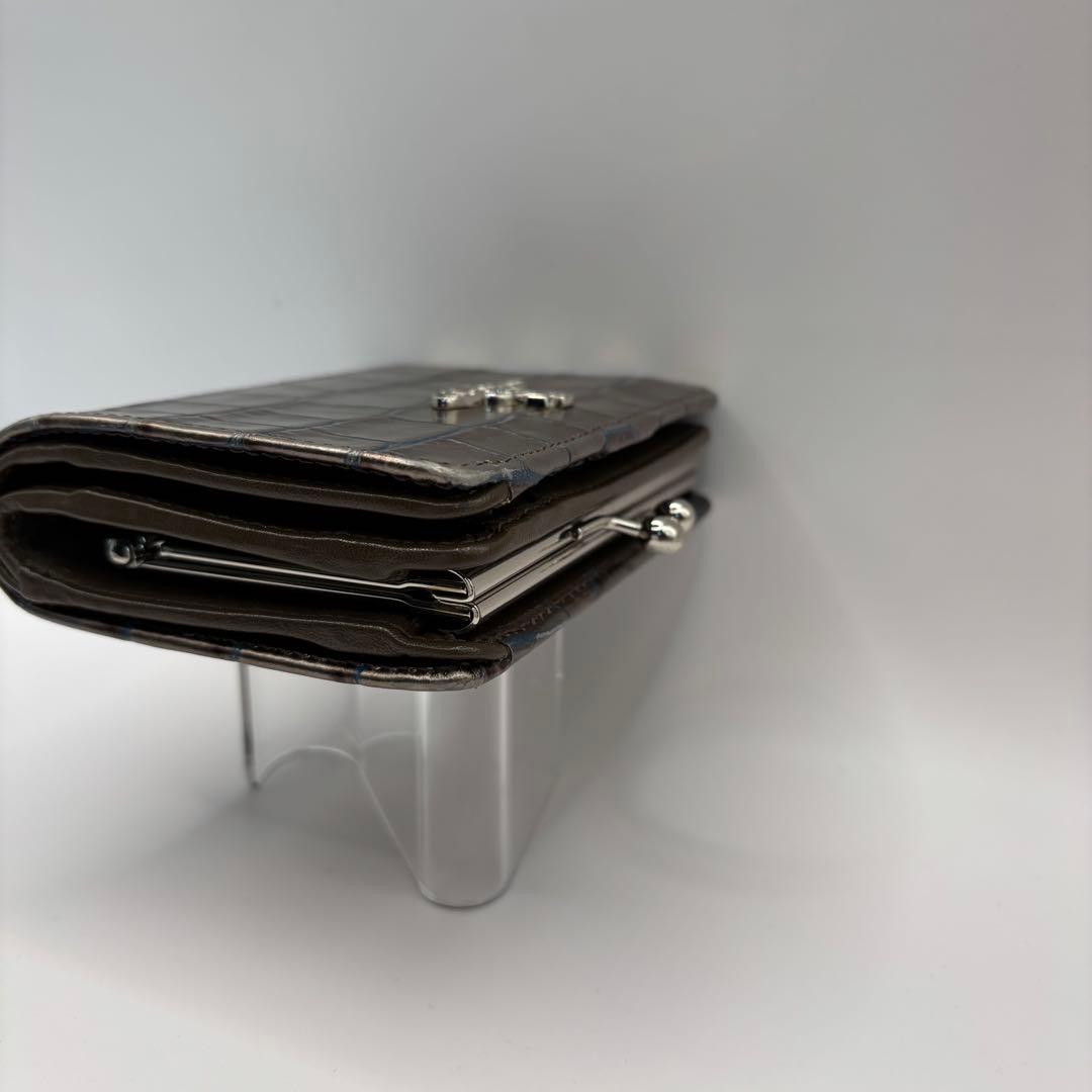 希少品　vivienne westwood 二つ折り財布　シルバー　クロコ　財布