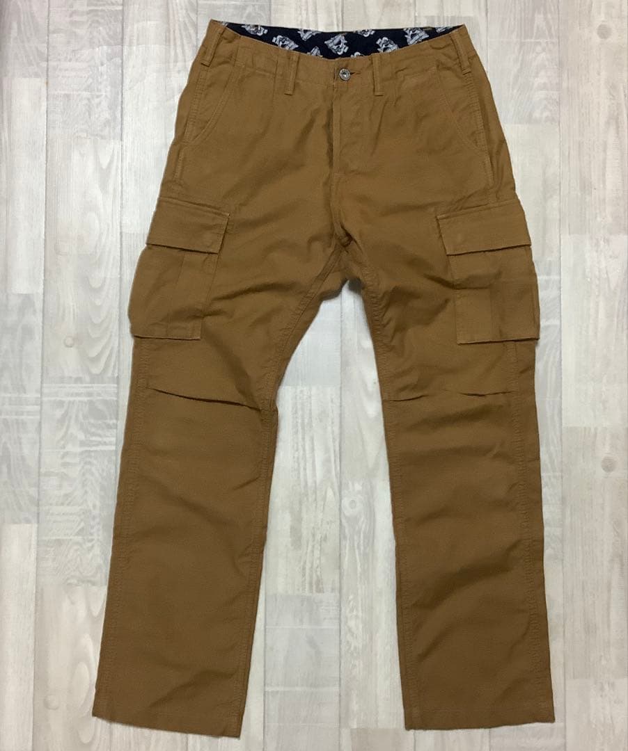 【桃太郎ジーンズ】藍布屋時代のオールド桃太郎 茶色 カーゴパンツ W30 希少品