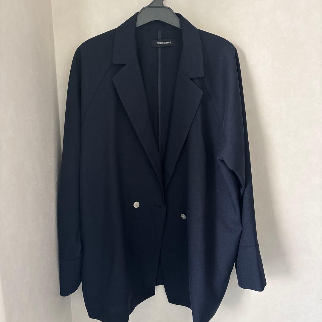 OUR シワになりにくい、軽くて洗えるジャケット　ダークネイビー
