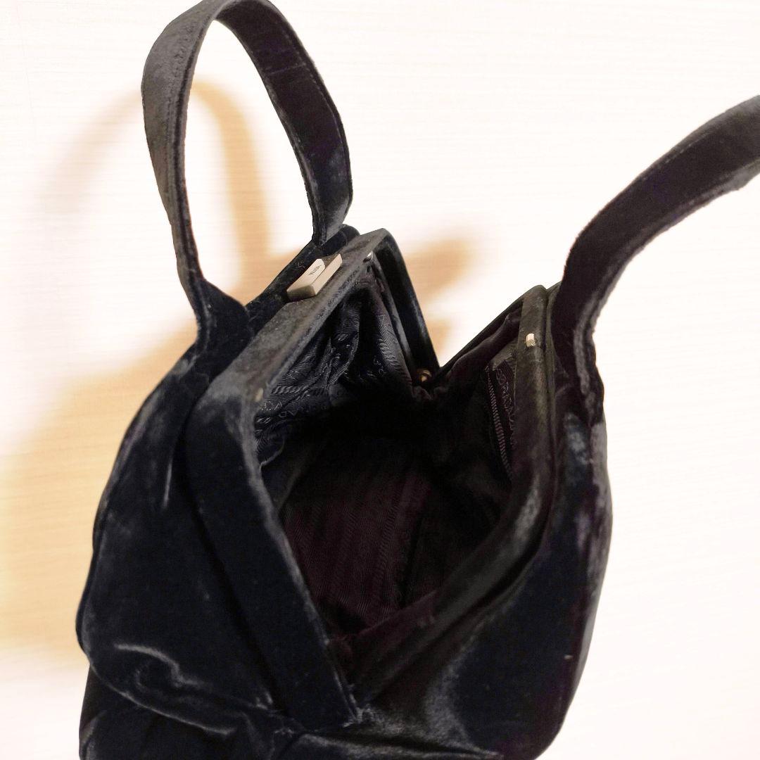 PRADA プラダ ハンドバッグ バッグ ベロア がま口