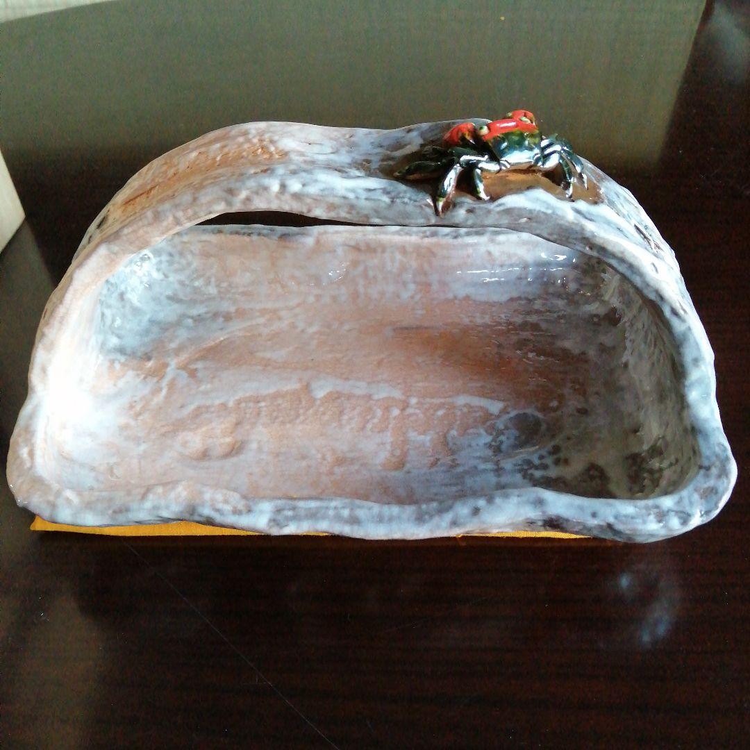 砥部焼　玉井楽山　天神蟹細工手付菓子鉢　24.5cm