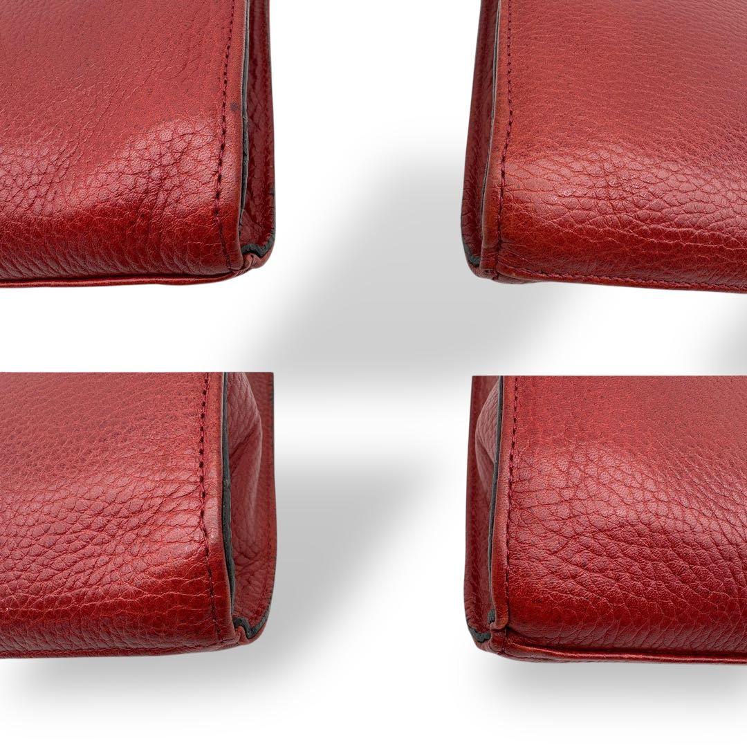 ピエールバルマン ブリーフケース レザー 赤 レッド 型押しロゴ フラップ A4