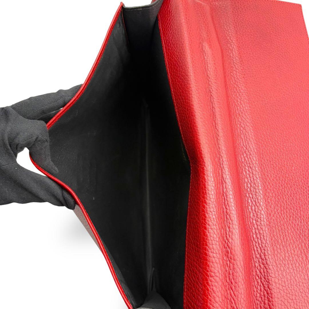 ピエールバルマン ブリーフケース レザー 赤 レッド 型押しロゴ フラップ A4