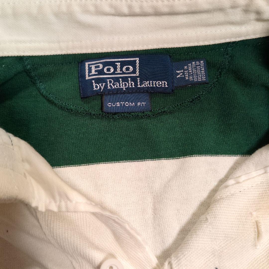 ポロ ラガーシャツ 緑と白のストライプ　М