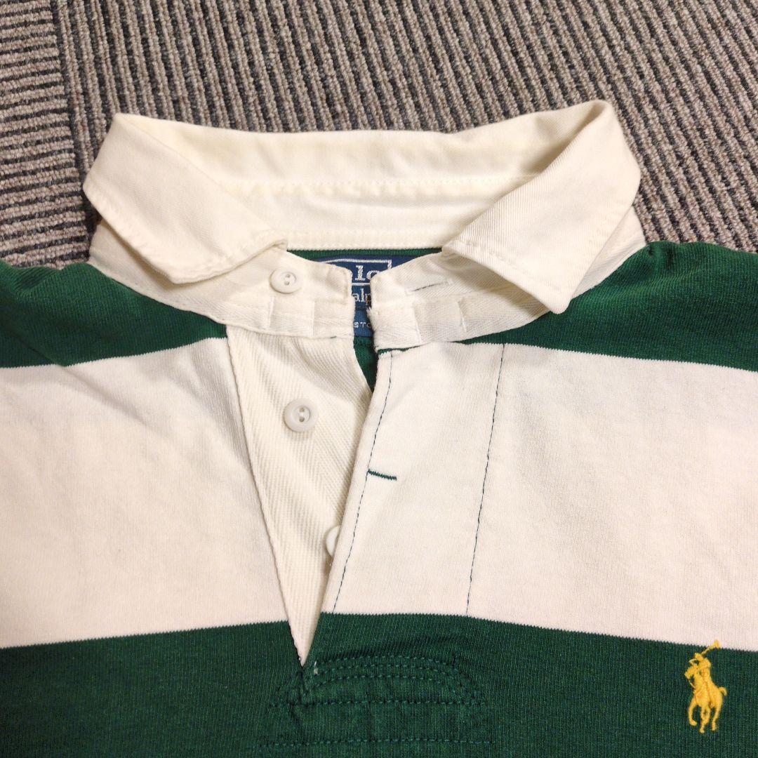 ポロ ラガーシャツ 緑と白のストライプ　М