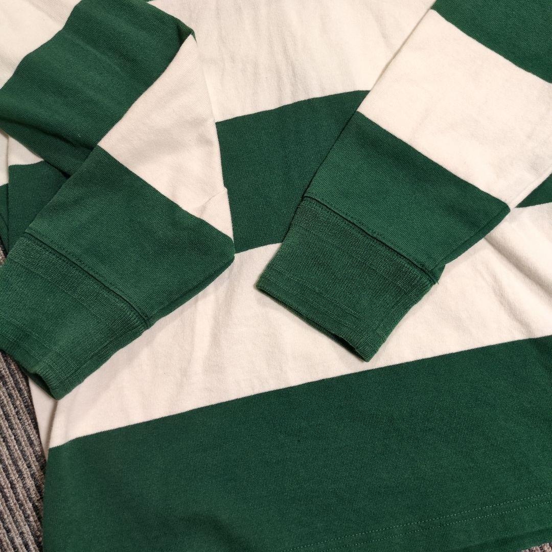 ポロ ラガーシャツ 緑と白のストライプ　М