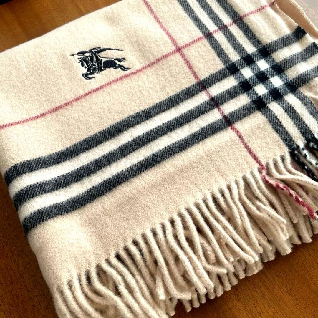 BURBERRY ウールひざ掛け チェック柄 ラムウール 日本製