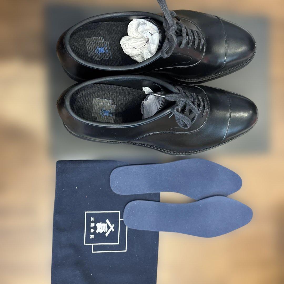 三陽山長　防水　友二郎　ストレートチップ ブラック　7.5（25.5）