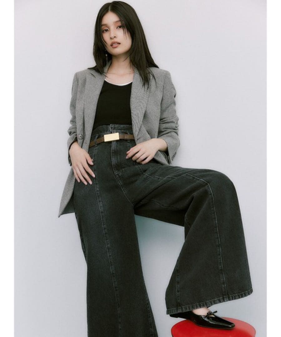 FRAY I.D ダブルベルトセンターラインデニム　1 ブラック