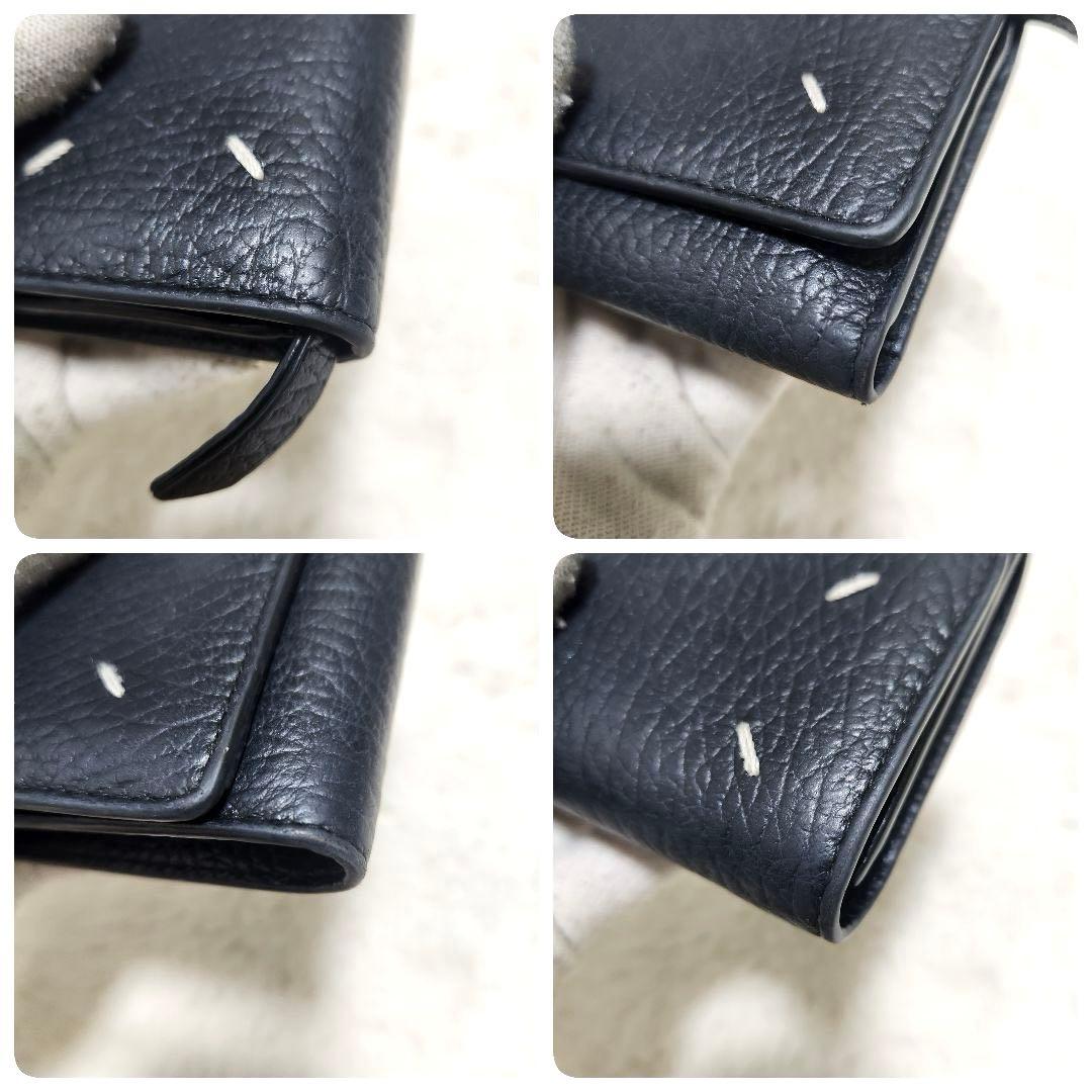 ✨極美品　正規品✨マルジェラ　三つ折り　カレンダー　4ステッチ　ブラック　レザー