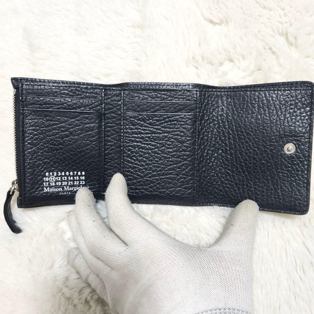 ✨極美品　正規品✨マルジェラ　三つ折り　カレンダー　4ステッチ　ブラック　レザー