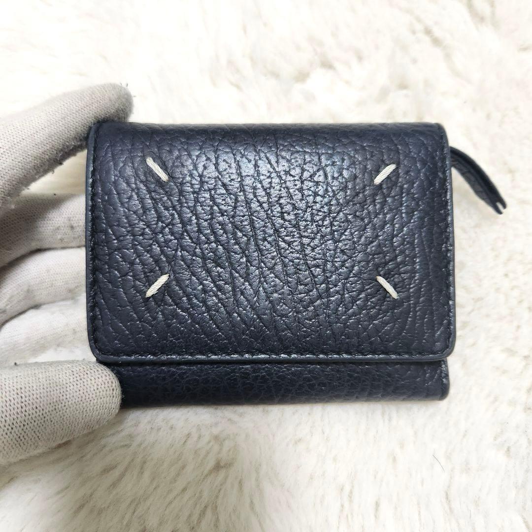 ✨極美品　正規品✨マルジェラ　三つ折り　カレンダー　4ステッチ　ブラック　レザー