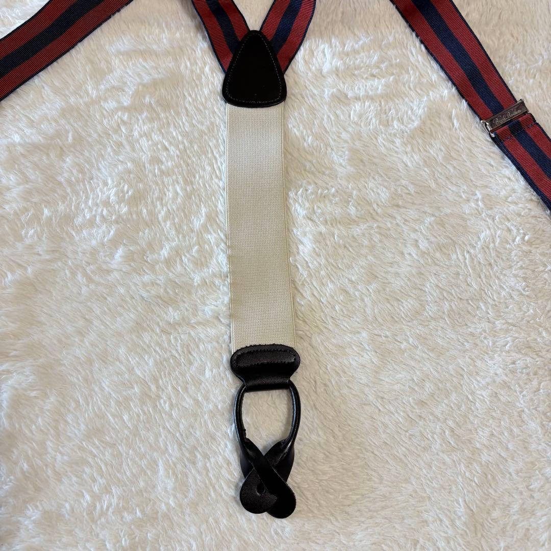 ブルックスブラザーズ ストライプ柄サスペンダー 未使用級美品 イングランド製