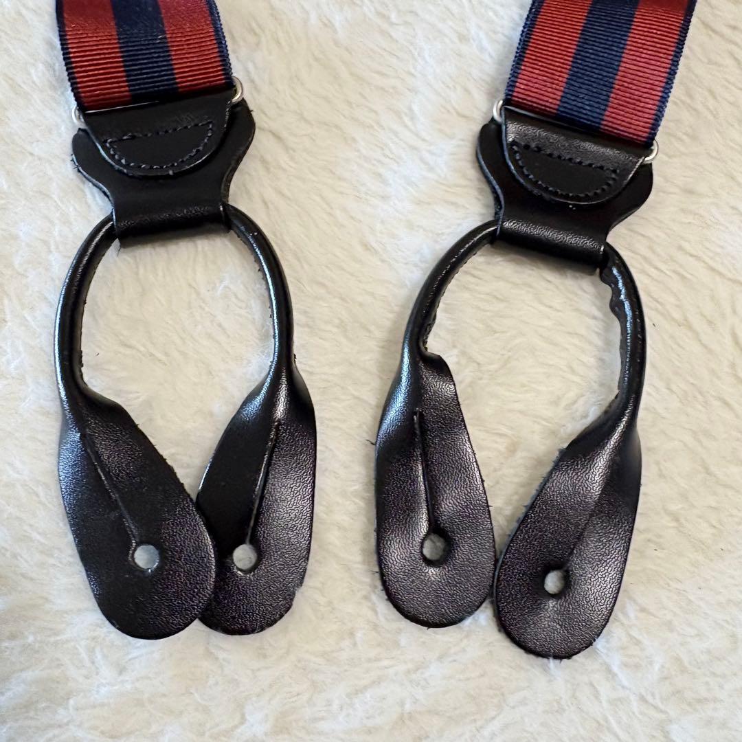 ブルックスブラザーズ ストライプ柄サスペンダー 未使用級美品 イングランド製