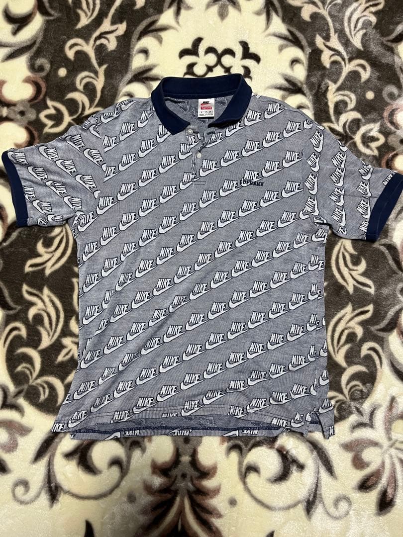 Nike Supreme ロゴパターン ポロシャツ Ours Rose 着用
