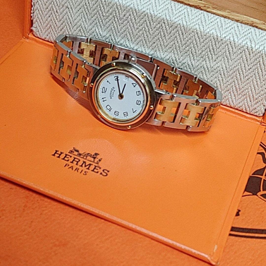 みゆエルメス時計極極美品クリッパー/新品電池新品仕上げ正常稼働品レディース