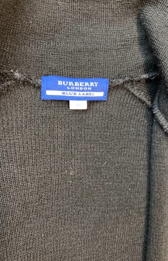 美品 バーバリーブルーレーベル ジップアップニット ノバチェック 日本製 刺繍