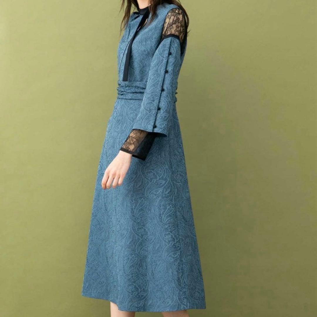 専用　United Tokyo ペイズリージャガードワンピース ブルー