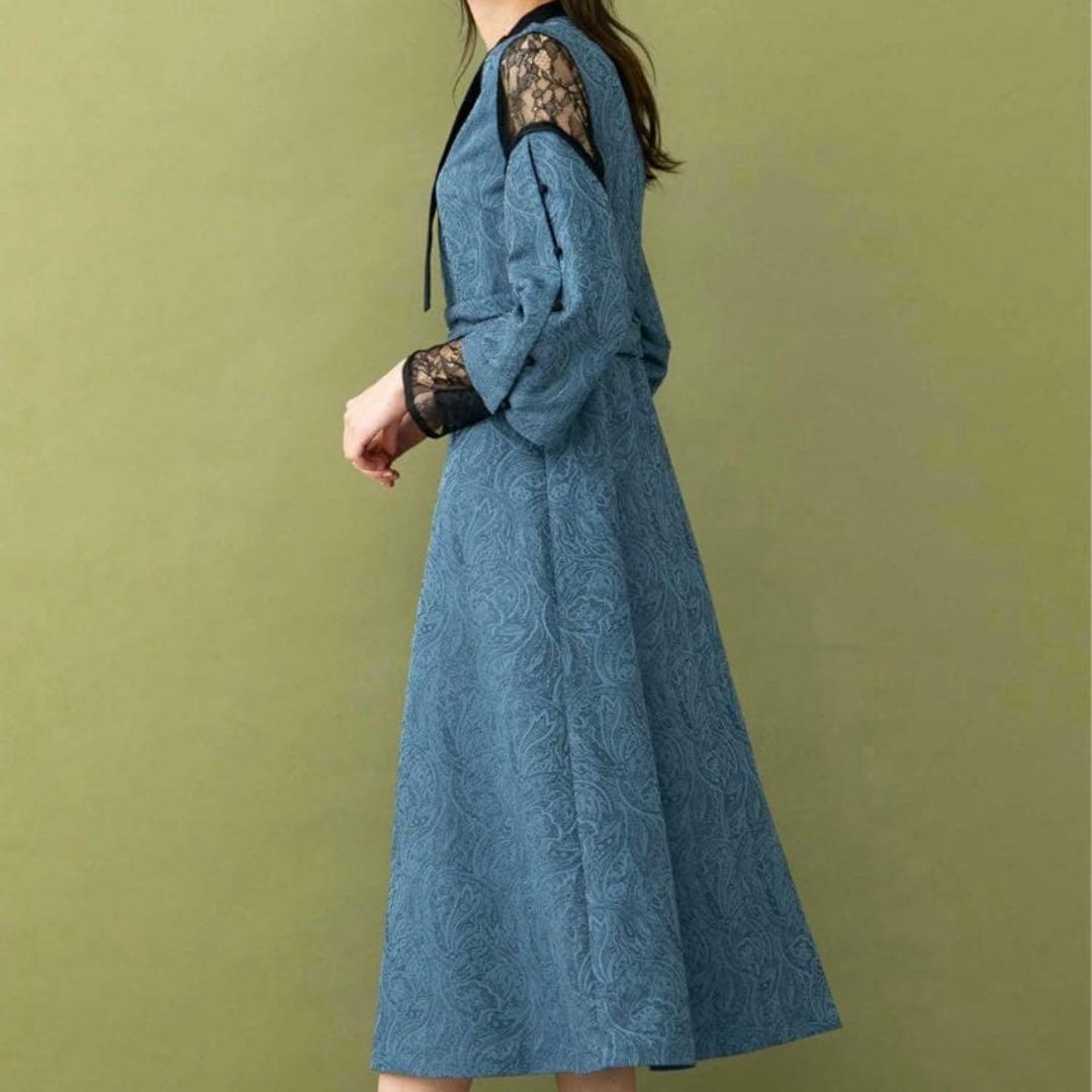 専用　United Tokyo ペイズリージャガードワンピース ブルー