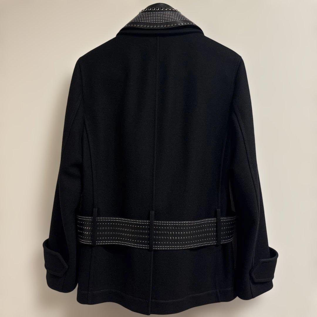 VALENTINOヴァレンティノ　pコート　ピーコート　スタッズ　レザー襟