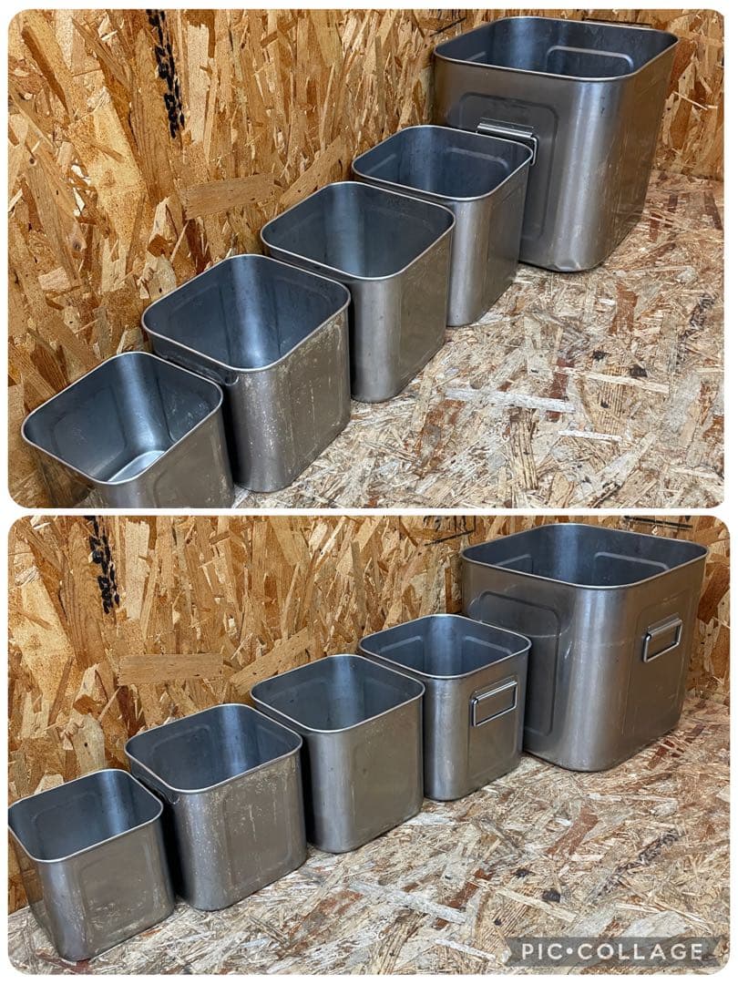 C(7587) ユキワ 深型 角キッチンポット 5個 ステンレス 業務用 厨房用