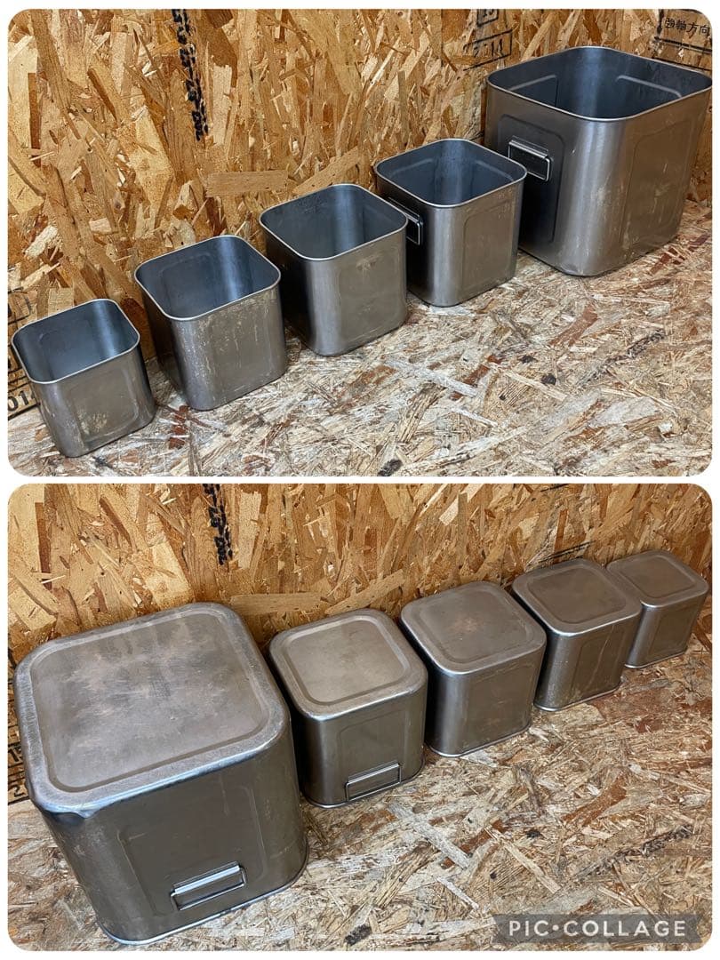 C(7587) ユキワ 深型 角キッチンポット 5個 ステンレス 業務用 厨房用