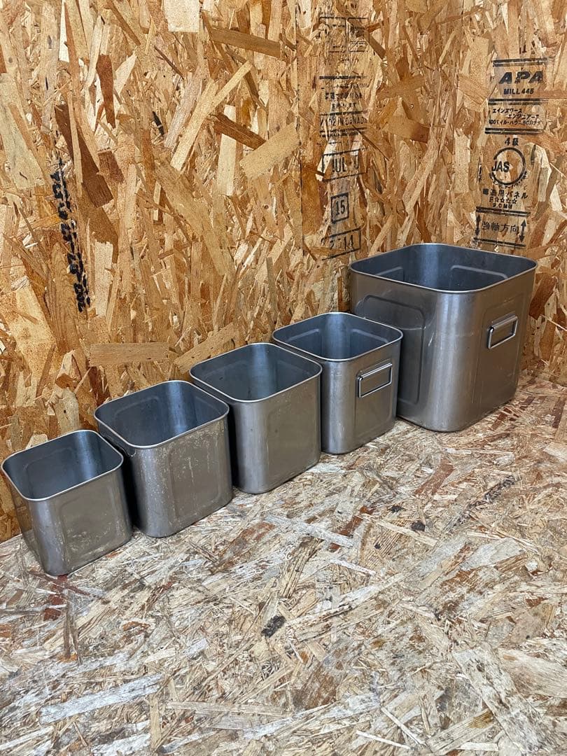 C(7587) ユキワ 深型 角キッチンポット 5個 ステンレス 業務用 厨房用