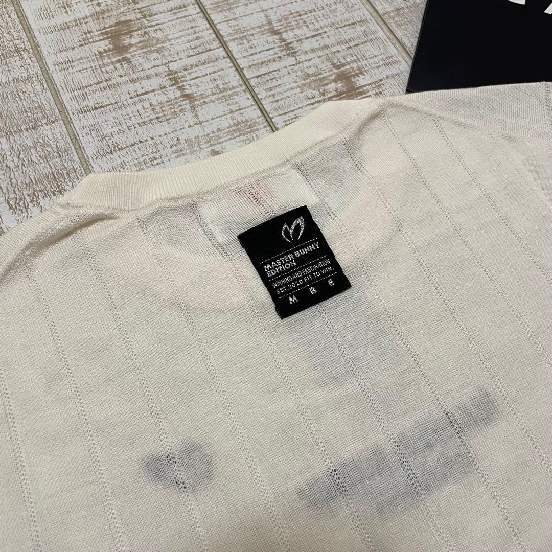 新品 マスターバニー 長袖ニット シンプルロゴ ホワイト XLサイズ（6）