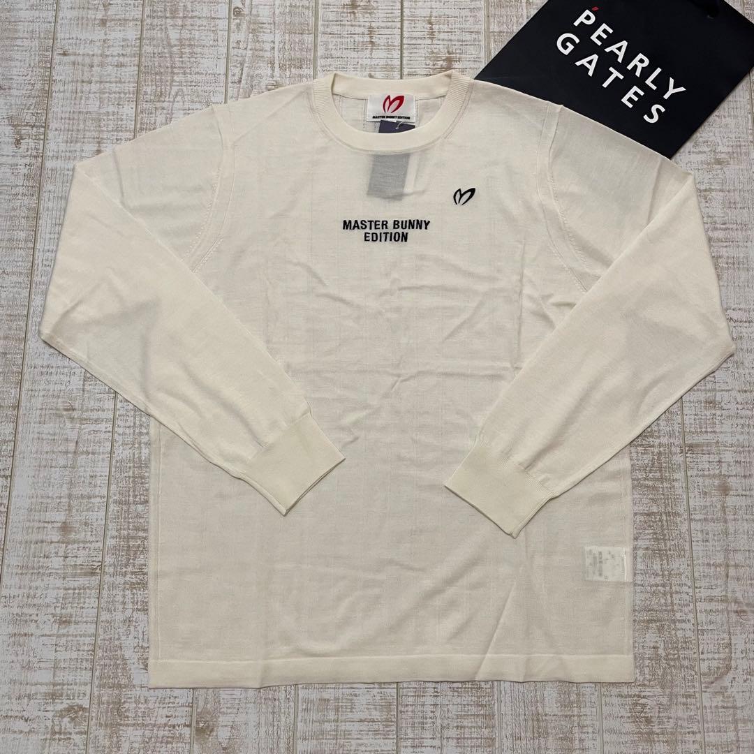 新品 マスターバニー 長袖ニット シンプルロゴ ホワイト XLサイズ（6）