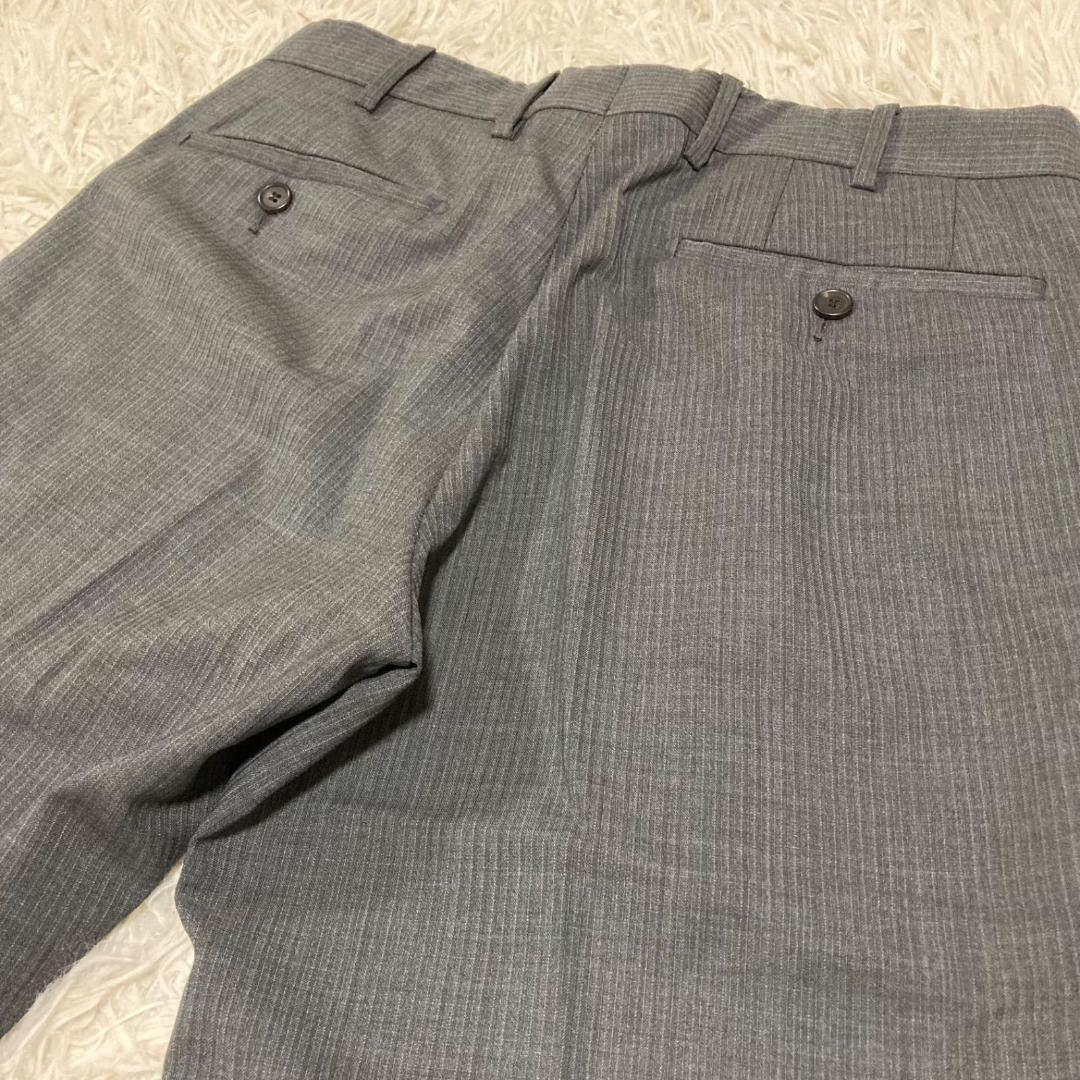 13272✨プラダ スーツ セットアップ ウール100% グレーストライプ 44