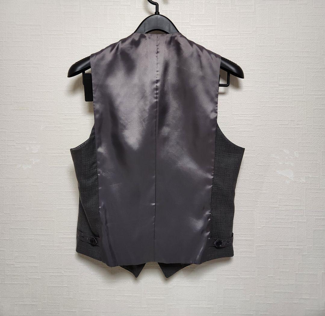 スーツセレクト　メンズ　スーツ　スリーピース　グレー　シャドーチェック柄　美品