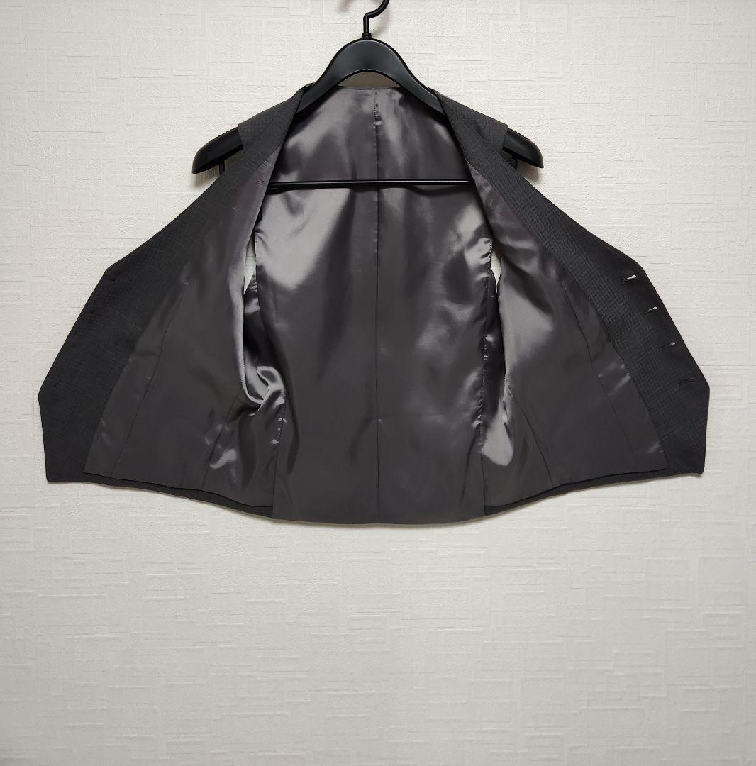 スーツセレクト　メンズ　スーツ　スリーピース　グレー　シャドーチェック柄　美品