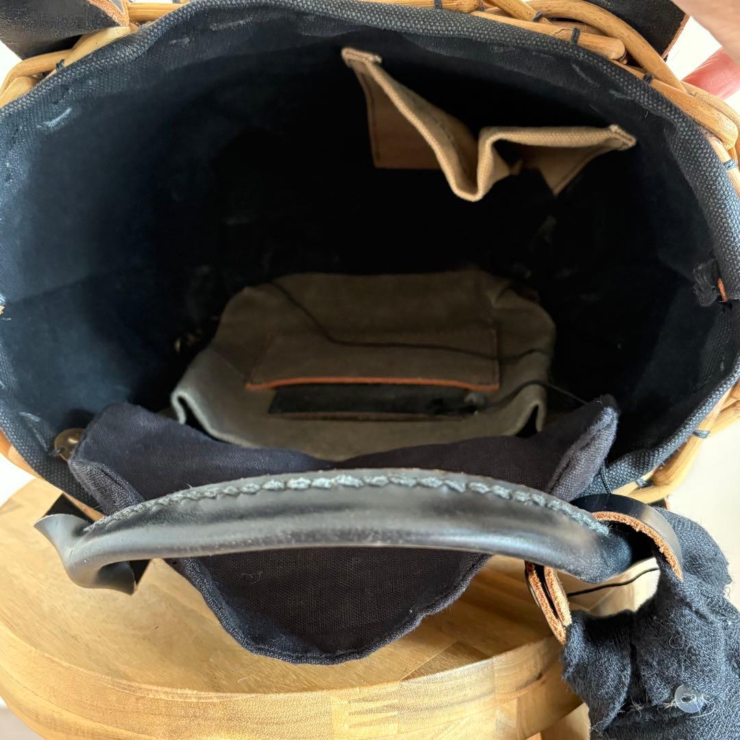 エバゴス　ebagos ファー付き　籐とレザーのカゴバック